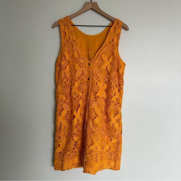 Anthropologie by Anthro Gold Lace Mini Shift Dress - Picture 5 of 7